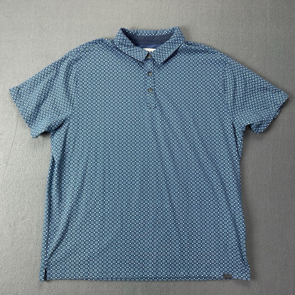 Ariat Modern Fit Polo Shirt Mens 2xl XXL Blue All Over Geometric Short Sleeve